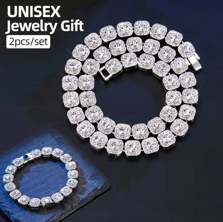 Set de Joyería Unisex Premium - Collar y Pulsera con Cristales