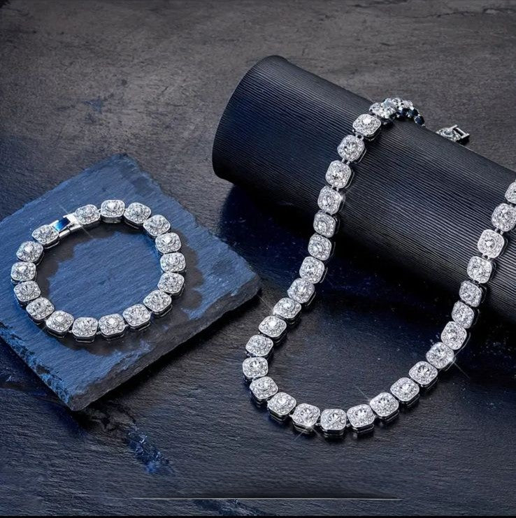 Set de Joyería Unisex Premium - Collar y Pulsera con Cristales